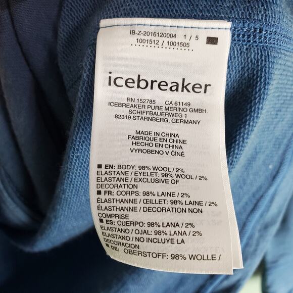 Icebreaker Men's Blue Quantum Long Sleeve Full Zip Hood Size Small - Picture 5 of 7